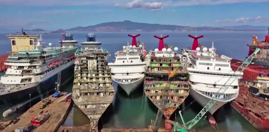 Cruise ships are scrapped and dismantled in an industry that's in a declining free fall.  