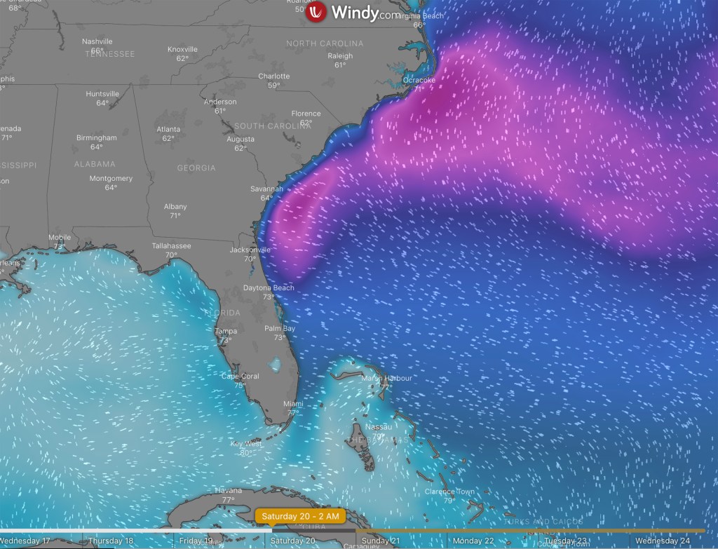 Wave Forecast Map for 5-20-2023. Image: Windy.com